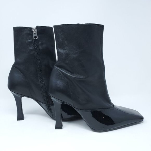 L'INTERVALLE Orabelle Black Patent Leather Stiletto Ankle Boots EU 40/US 9-9.5 - Picture 2 of 10